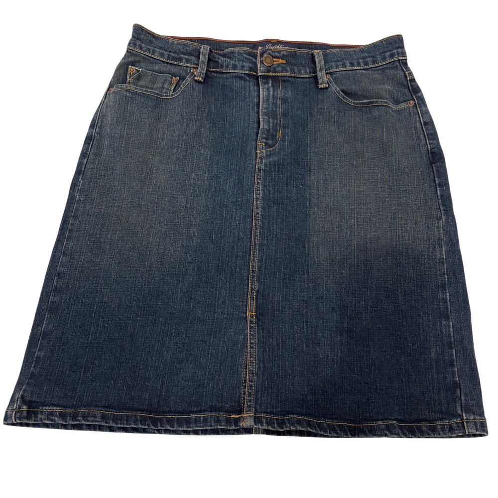 Vintage Y2K Levi Strauss Signature Women's Stretch Denim Midi Skirt Blue Size 10
